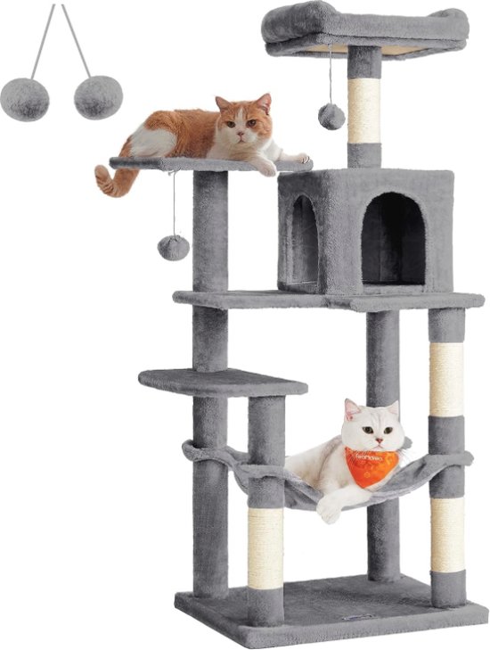 MIRA Home - Krabpaal - Kattenhuis - Kattenmeubel - Kattenboom - Kattenpaal - Hangmat - 55x45x143cm