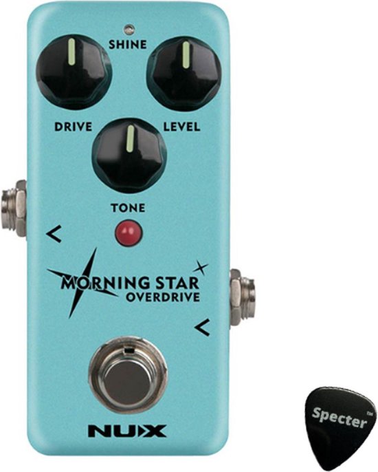Nux Morning Star Overdrive gitaar effectpedaal met plectrum