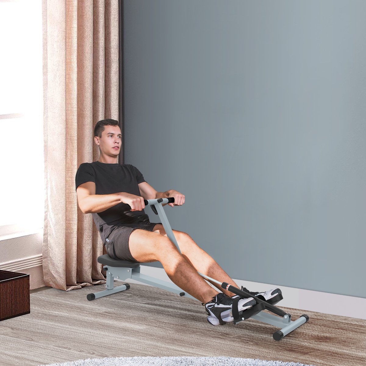 Afbeelding 2 van HOMCOM Roeitrainer roeitraining fitness roeimachine hometrainer LCD-display A91-048
