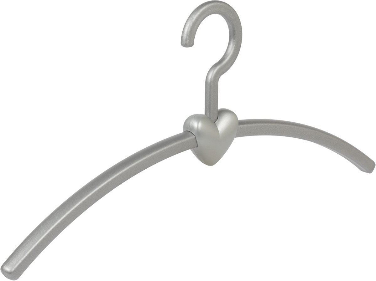 De Kledinghanger Gigant - Garderobehanger - Jassenhanger - Volwassenen - 710220 - 12 Stuks - Eve - Kunststof - Zilver - Zilver - 45 cm - Kledinghanger - Kleerhanger (710220/12)