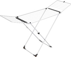 Universeel Stalen Wasrek 18m Drooglijnlengte - Wit - Met Wielen - 129x55 cm