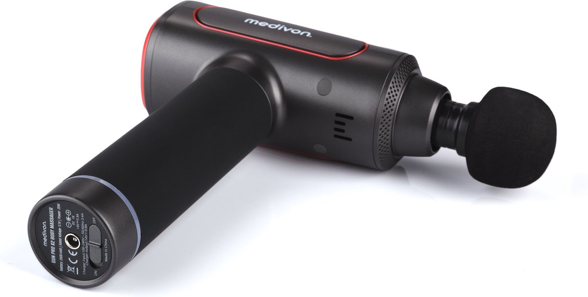 Medivon Gun Pro X2 - Massage gun - sport en relax - 6 programma`s - verstevigd huid - verminderd zwellingen en cellulitis - 6 opzetstukken - ideaal voor sporters en voor na training - inclusief mooie koffer