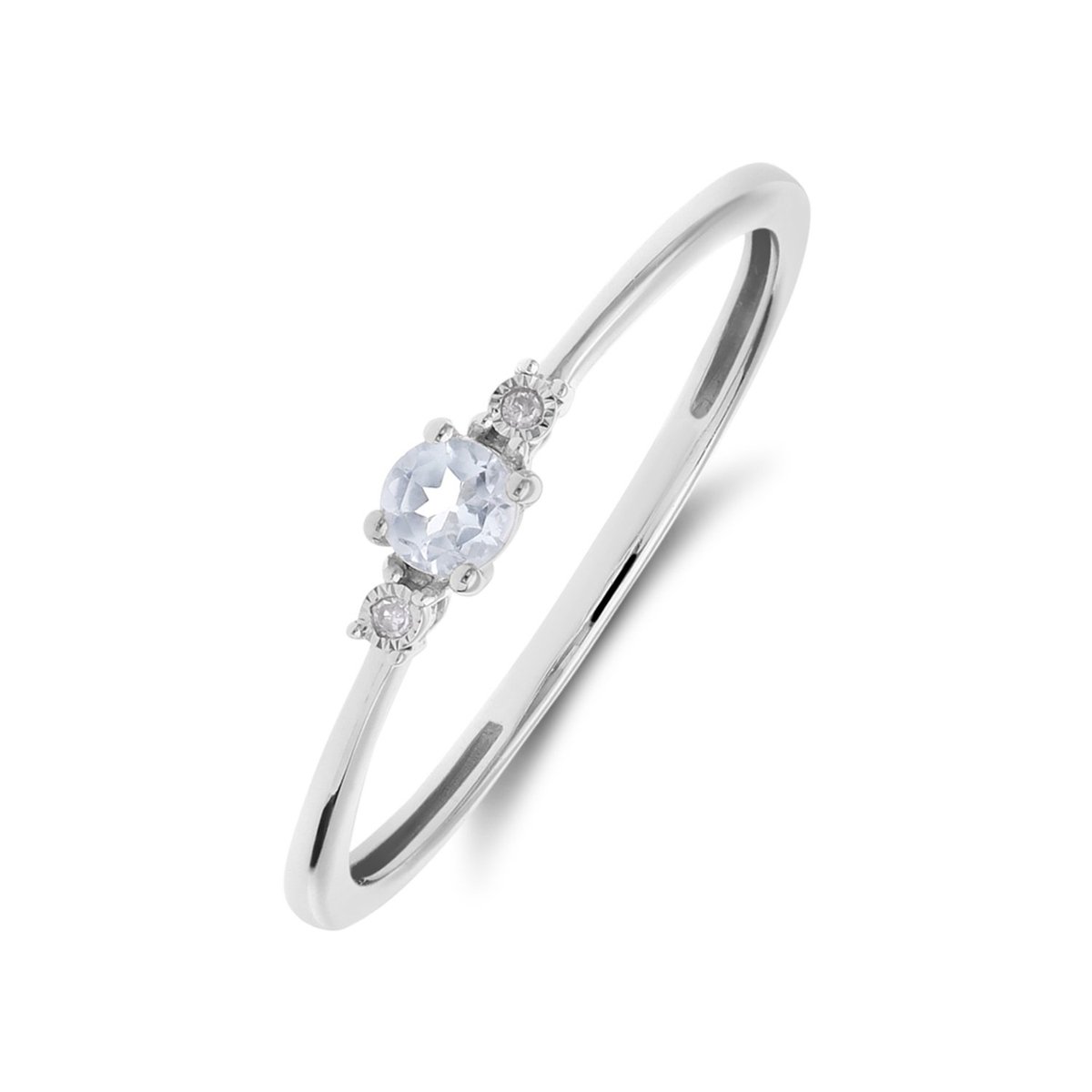 Lucardi Dames 14 Karaat witgouden ring diamant 0,175ct - Ring - 14 Karaat Goud - Zilver - 16.50 / 52 mm