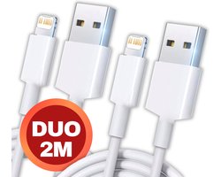 2 stuks - iPhone Oplaad Kabel Lightning - 2 meter - 12 / 12 PRO / 12 PRO MAX / 11/ 11 PRO (MAX) / XS / XR/ X / iPhone 8 / 8 Plus/ iPhone SE/ 6 / 5 / 5SE - premium kwaliteit - Oplaadkabel - wit