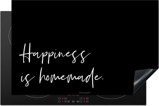 KitchenYeah® Protection plaque induction 81.6x52.7 cm - Black - Citation - Le bonheur est fait maison - Protege plaque de cuisson - Couvre plaque induction - Protecteur d'induction - Cuisine