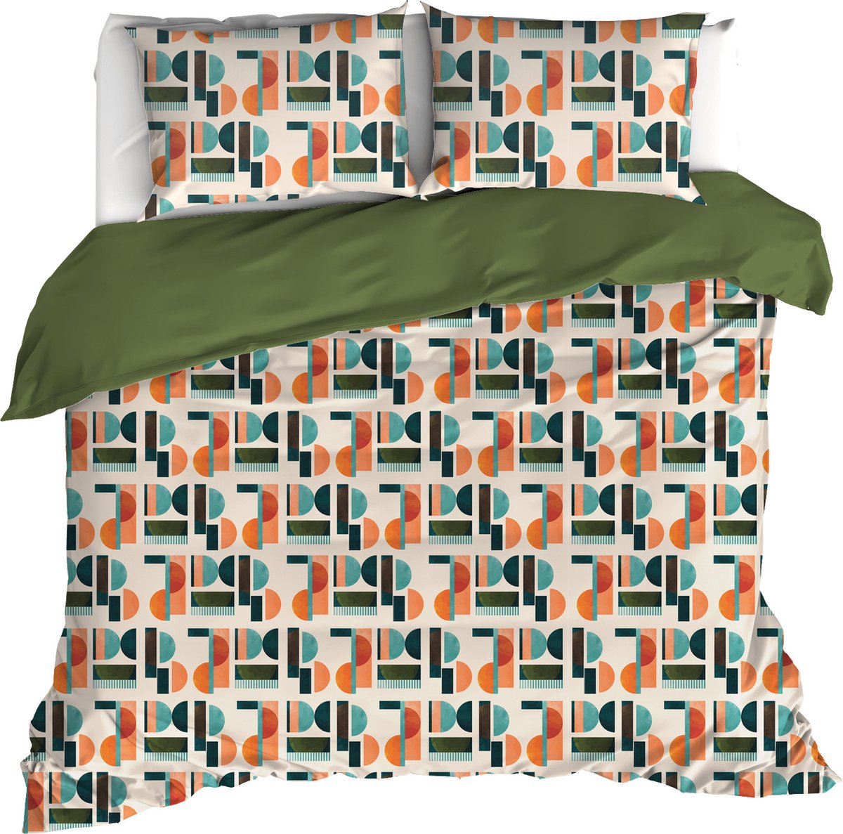 De Witte Lietaer Dekbedovertrek Lisboa, Grenoble Green - 200 x 200/220 - Katoen Percal