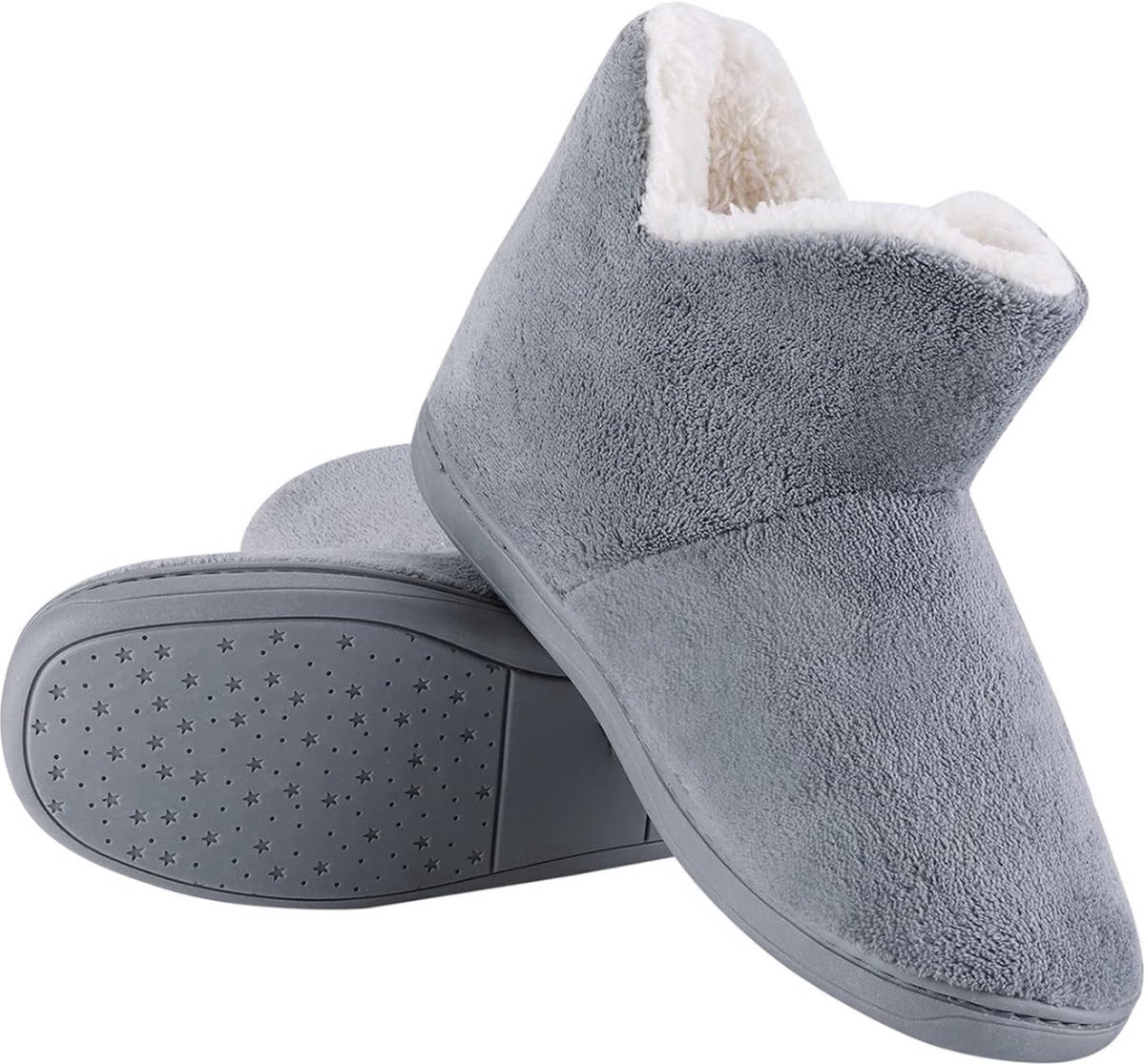 Goedkoopste Inovra ® Winterpantoffels Verdikte huislaarzen Warme zachte pantoffels Winter platte schoenen Knuffelige pantoffels Ademende antislip pantoffels Gevoerde pluche katoenen schoenen Volwassenen Vrouwen Meisjes, grijs