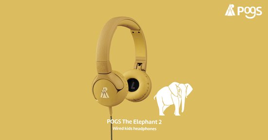 POGS - The Elephant 2 - Bedrade on-ear kinder koptelefoon - Veilige volumebegrenzing - Duurzaam - rGroen
