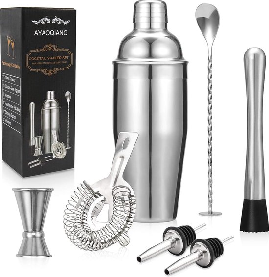 Perjoy Ensemble shaker à cocktail, 16 pièces, shaker à cocktail, accessoires de bar en acier Perjoy Ensemble shaker à cocktail, 16 pièces, shaker à cocktail, accessoires de bar en acier