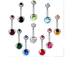 Navelpiercing Mix - Set van 10 Piercings - Chirurgisch Staal 316L - Verpakt in Luxe Zakje - navelpiercings met balletje
