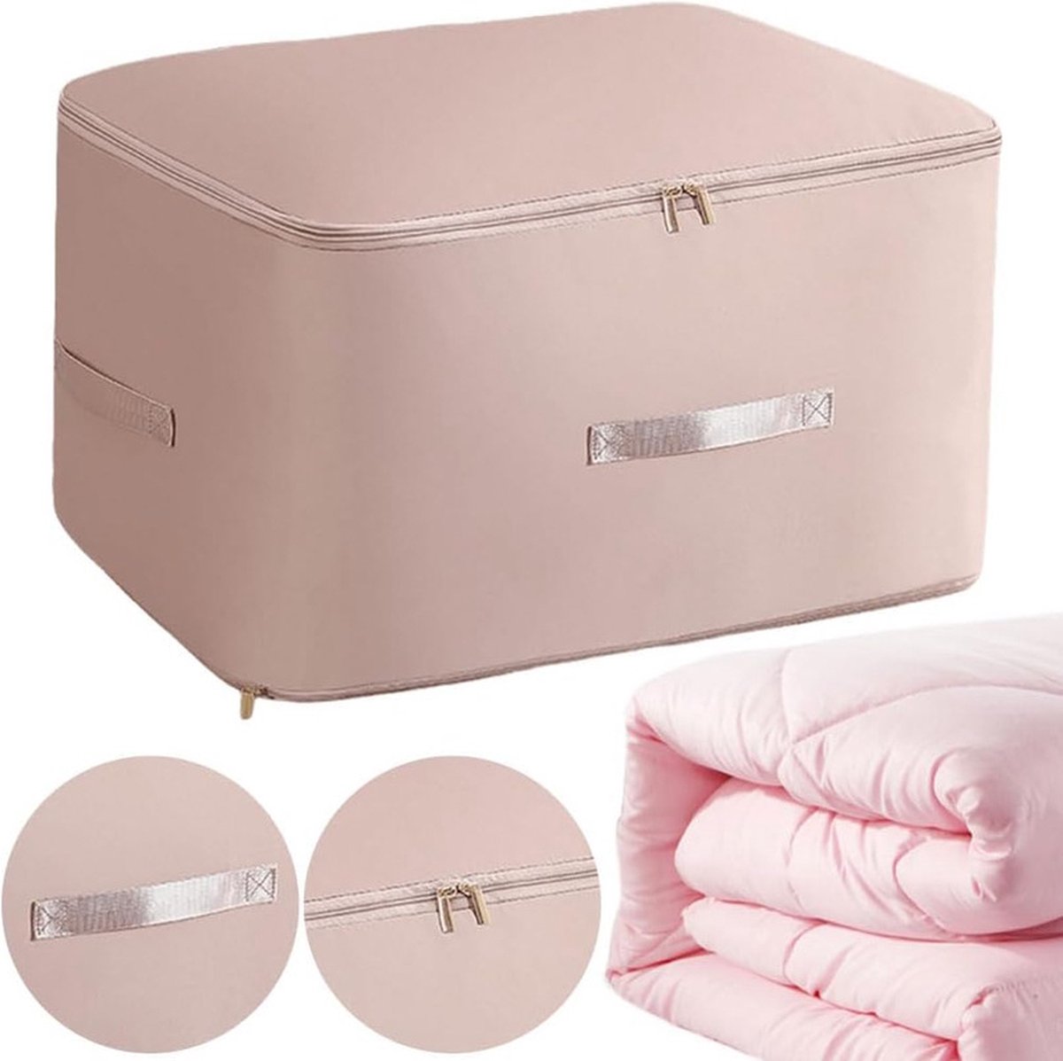 Zelf Compressie opbergzakken, stofdichte en vochtbestendige opbergdozen, grote capaciteit kleding quilt verhuisdozen, kubus beddengoed opbergzakken voor quilts, dekens, kleding (54x42x30cm) - roze