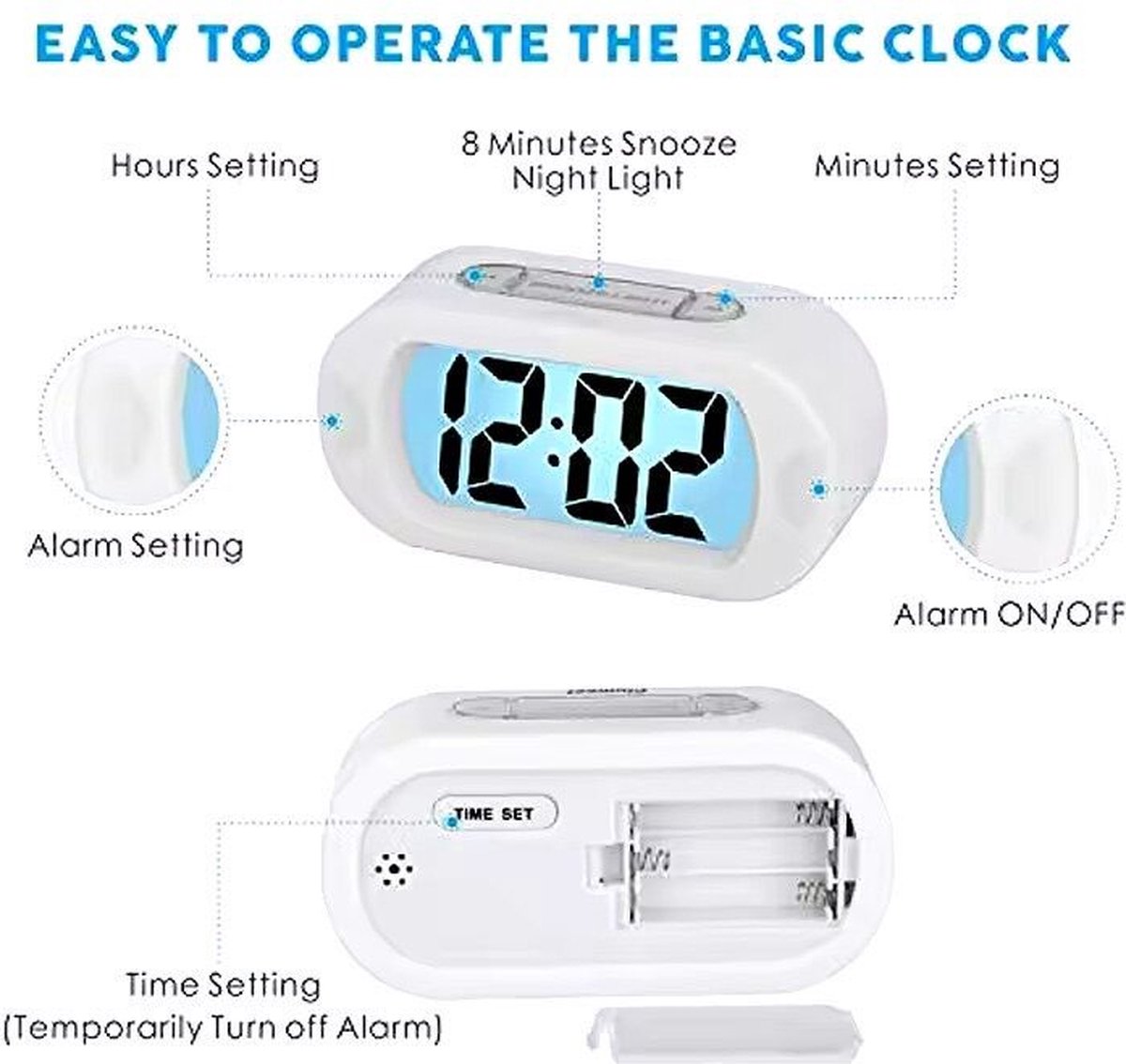 Digitale Wekker Klok - 24uurs wekker - Makkelijk Instelbaar Alarm met Snooze en licht Functie - Kinderwekker Reiswekker - Werkt Op Batterijen - Digitale LED Klok/Wekker - Trendy Wekker Met Snooze functie - Stevige Alarmklok - Geel — cadeau in Elektronica - foto 6