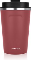 Kaaiman® RVS Thermosbeker - Drinkbeker - Koffie - Thee - Water - Warm en Koud - Travel Mug - Rood - 380ml - Koffiebeker - Theebeker