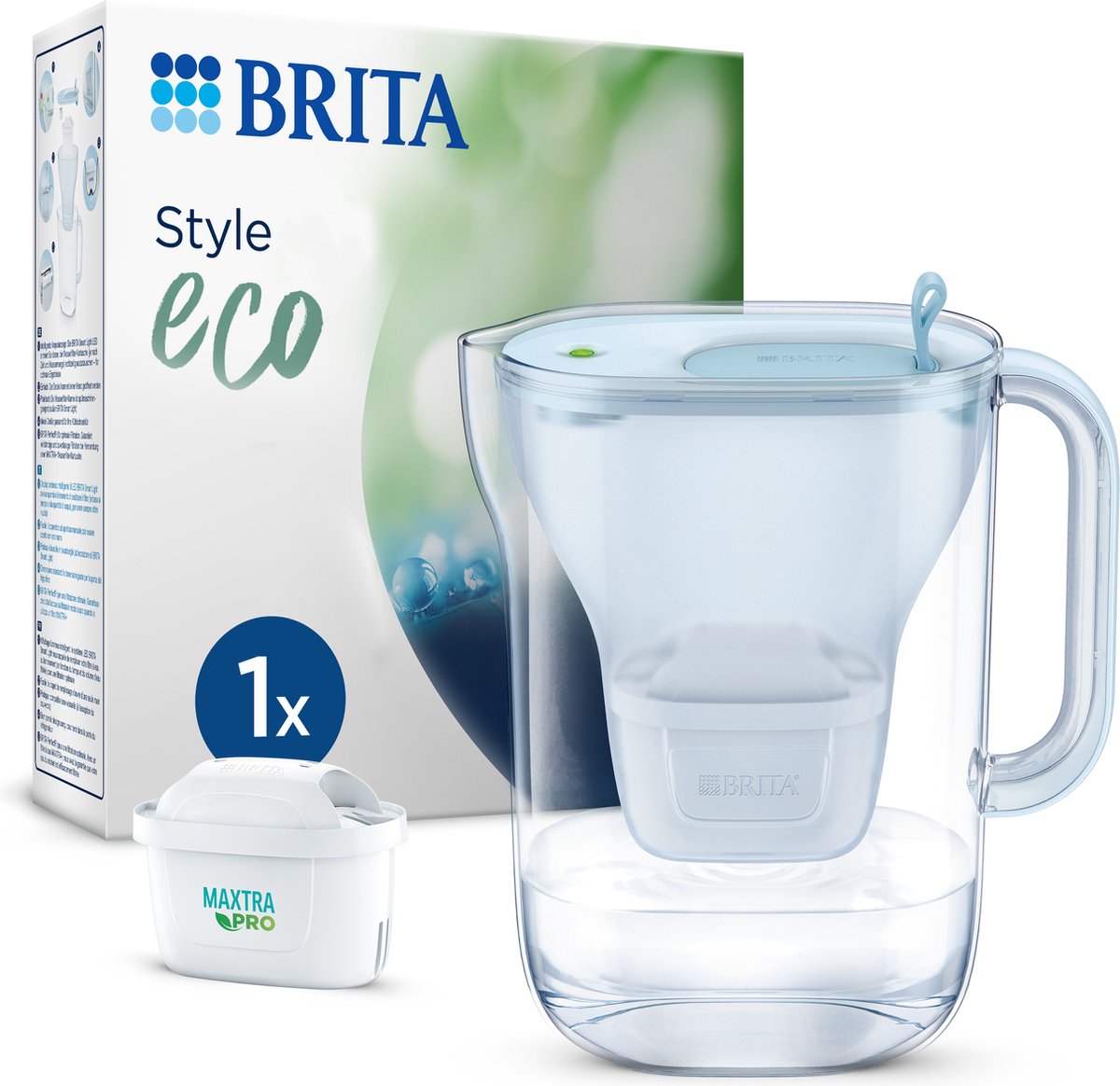 BRITA - Duurzame Waterfilterkan - Style Eco Cool - Blauw - 24l + 1 MAXTRA Pro All-in-One Waterfilterpatroon