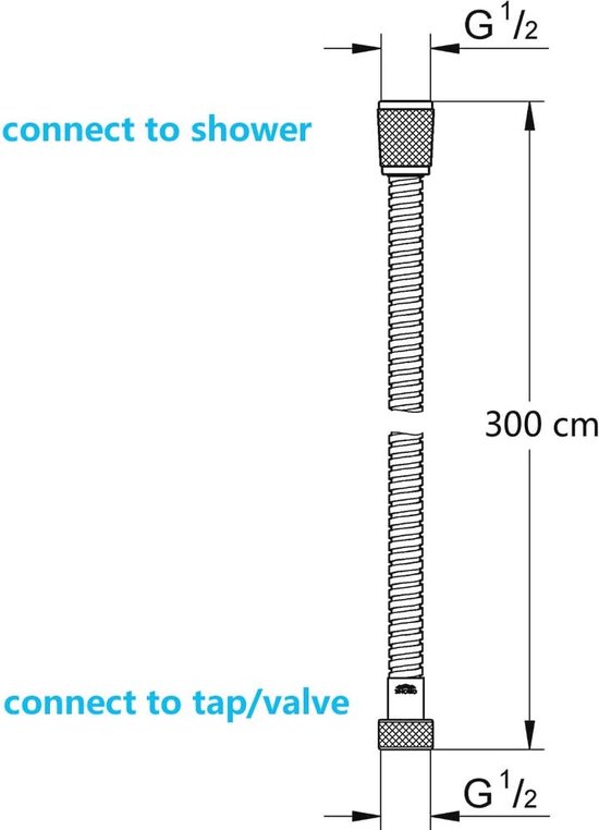 Flexible de douche flexible 3 m pour douchette à main et système de douche - Acier inoxydable, anti-torsion