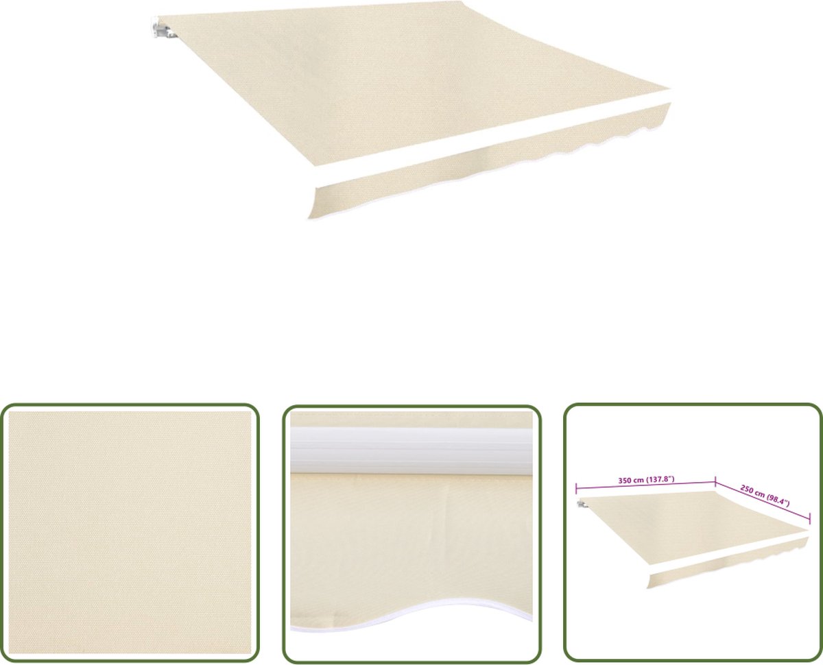 Crème canvas luifeldoek 350x250 cm voor parasol, The Living Store merk.
