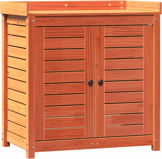 The Living Store Table d'empotage en bois de pin Massief - 82,5 x 50 x 86,5 cm - Espace de rangement - Ventilé - Look rustique naturel