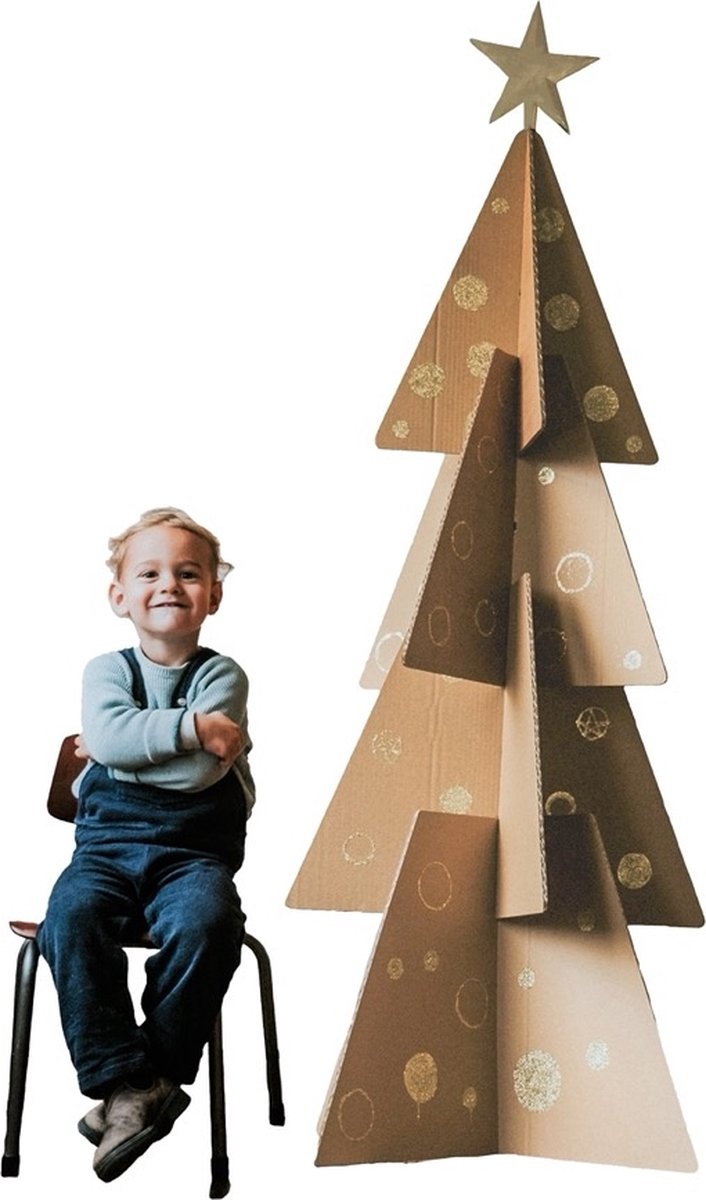 Kartonnen wens kerstboom - 160 cm hoog - Kartent
