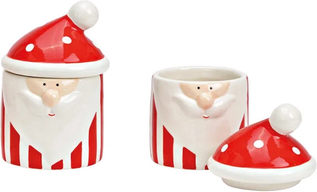 Voorraadpot kerst kerstman met muts als deksel