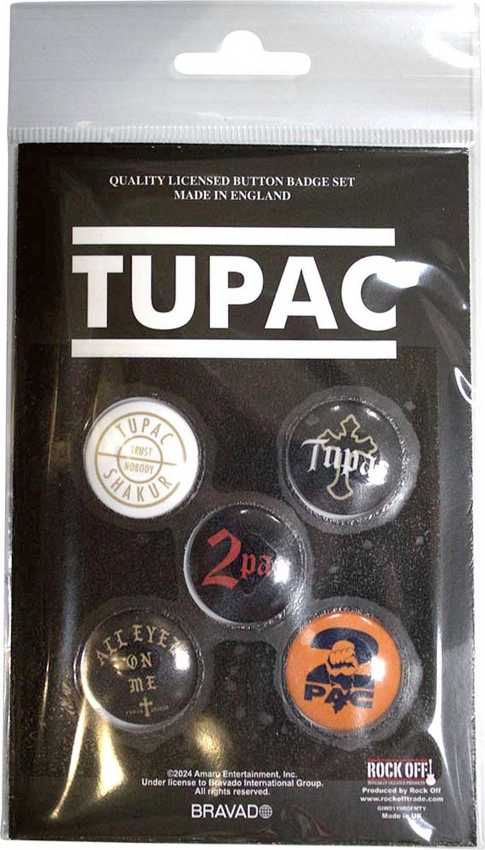 Tupac - All Eyez On Me Badge/button - Set van 5 - Multicolours