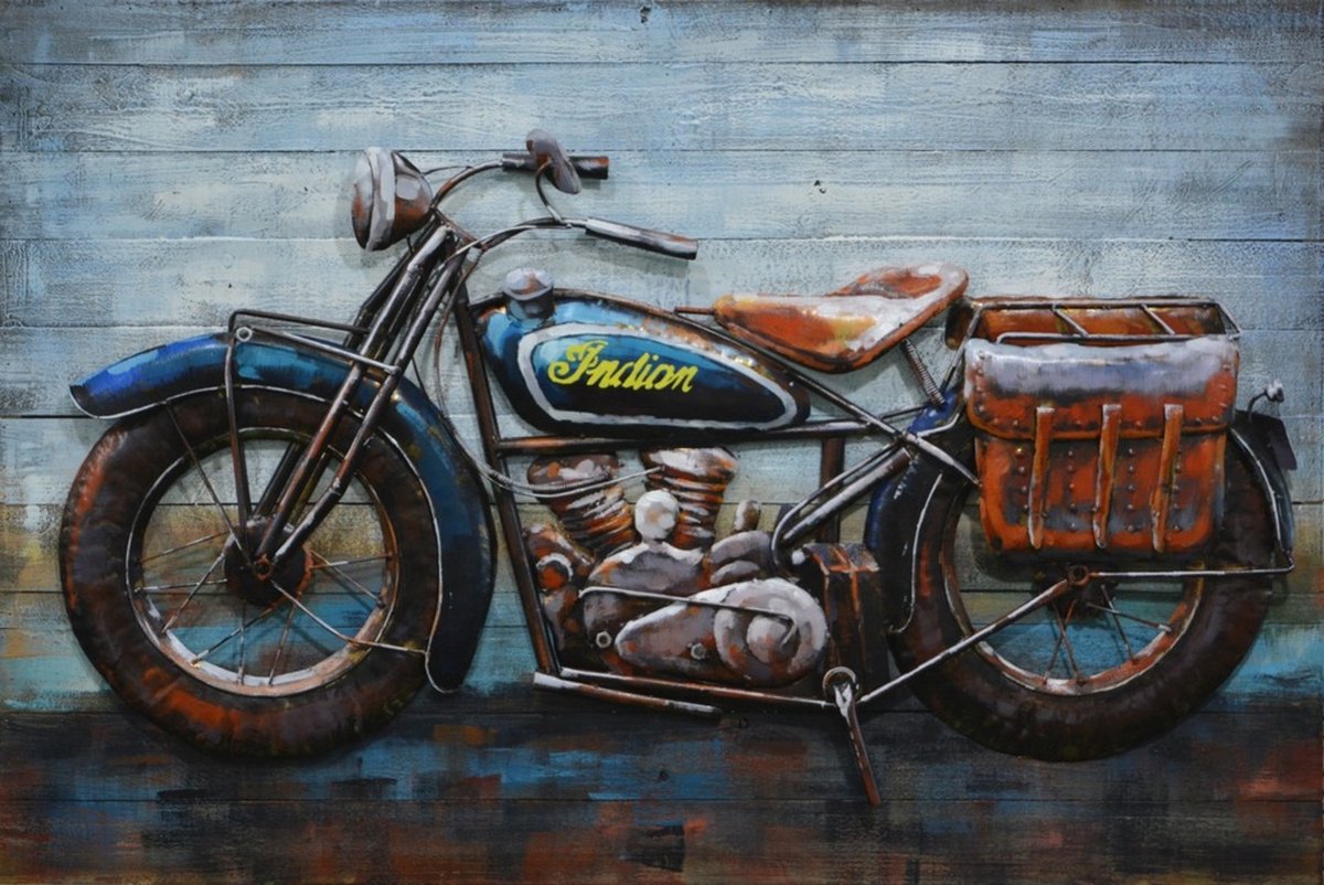 3D Metaalschilderij - Moto - 120 x 3 x 80 cm
