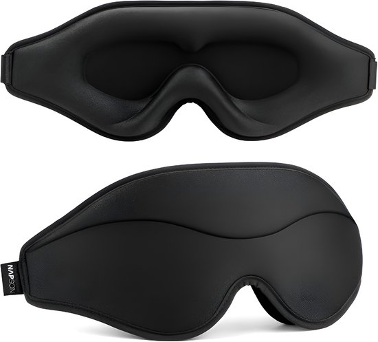 Imitatie Zijde Slaapmasker Voor De Ogen, Huidvriendelijk, Lang En Niet Beklemmend Voor De Oren Volledig Bedekkend Oogmasker Unisex Geschikt Voor Slapen Reizen En Dutjes Zwart