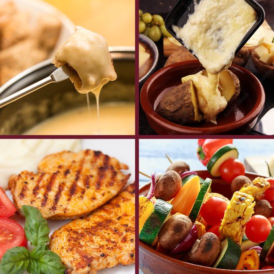 GOURMETmaxx raclette en fondue combi XXL | elektrische raclette grill, fondue | voor 12 personen | keramische antiaanbaklaag & stenen plaat — afbeelding 3