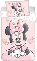 Disney Minnie Mouse BABY Housse de couette, Coeurs - 135 x 100 + 40 x 60 cm - Katoen