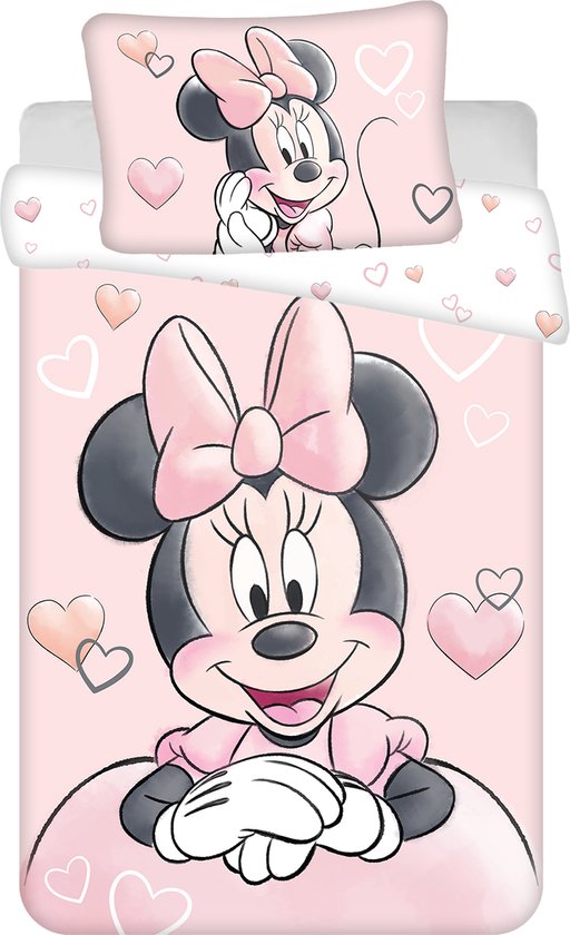 Disney Minnie Mouse BABY Dekbedovertrek - Hearts- 135 x 100 + 40 x 60 cm - Katoen