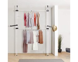 Telescopische garderobestand - inloopbaar kledingkastsysteem - vloer tot plafond - multifunctioneel - slaapkamer woonkamer - 80-139 cm.