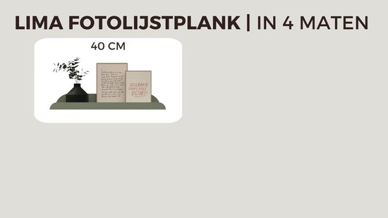 Hoya living - Fotolijstplank Lima - metaal - 80cm - Kleur Salie groen