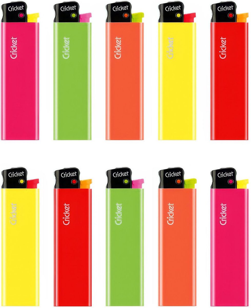 Cricket Original Fluo Vuursteen Aanstekers - tot 2.000 vlammetjes (10 stuks - willekeurig)