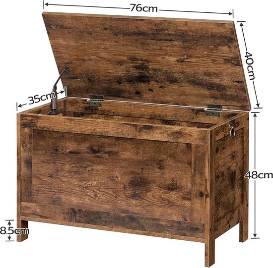 Exxen Speelgoedkist, Bank Met Grote Opbergruimte, Schoenbank, 76 X 40 X 48 Cm Bedkast Industrieel Ontwerp Hout Voor Entree Hal Woonkamer Envoudig Te Monteren Grijs