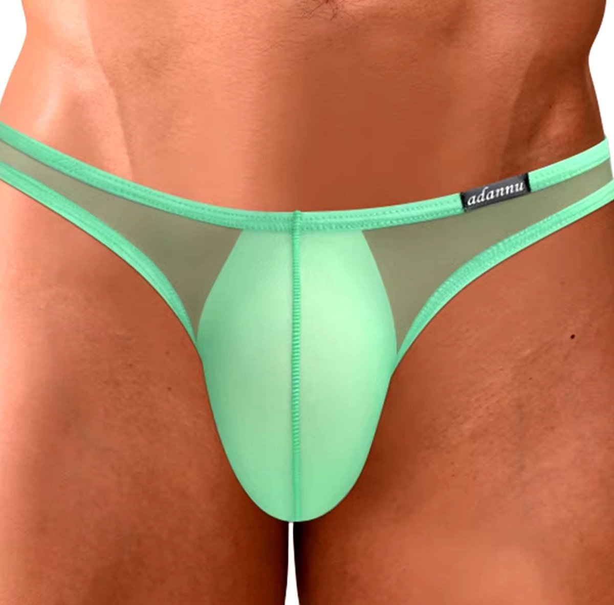 Heren Transparante Slip - Sexy Mesh Ondergoed - Ademend - Lingerie - Groen