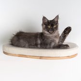 RHRQuality Wandmeubel Klimmuur Kat – Luxe Kattenbed 50 cm – Draagkracht tot 20KG – Voor Grote Katten – Met Verwijderbaar Kussen – Crème