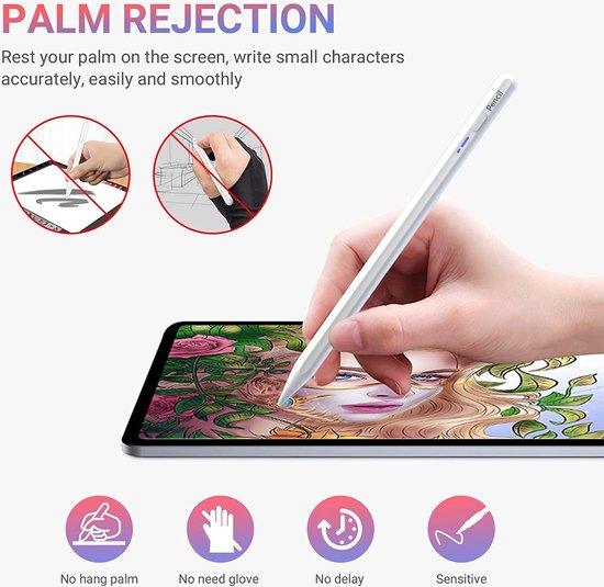 Stylus Pen -capacitieve Pen（alleen voor appel） -Geschikt voor Apple iPad modellen vanaf 2018- Apple pencil alternatief- Palm rejection-Gevoel van kanteldruk-easy to operate-strong magnetic suction- 4 extra punten van Merkloos — afbeelding 4