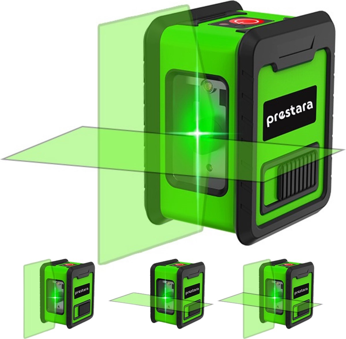 Prestara Kruislijnlaser met Groen Licht – Zelfnivellerend – Bereik 15m – Uitstekend Zichtbaar – Ideaal voor Uitlijnen & Waterpas Ophangen