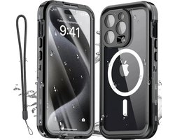 DrPhone AquaShield – Waterdichte Telefoonhoes – IP68 Waterdicht – 360° Bescherming – Geschikt Voor Magnetische Ring - Geschikt Voor iPhone 16 Pro Max - Zwart