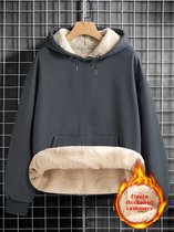 Zwarte Hoodie Voor Heren, Casual Hooded Sweatshirt Met Kangaroozak Voor Winter En Herfst