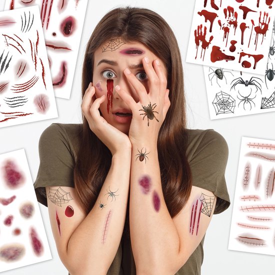 Halloween Plaktattoos – 100 Tijdelijke Tattoos voor Kinderen & Feest