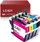 Bol.com Huismerk inktcartridges geschikt voor Brother LC-421XL LC 421 bk/c/m/y multipack inktcartridges o.a. DCP-J 1050DW 1140DW... aanbieding