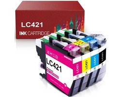 weCare 4-pack - Geschikt voor Brother LC-421XL Multipack inktcartridges - Geschikt voor DCP-J 1050DW 1140DW 1800DW MFC-J 1010DW