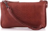 Bear Design Martina Leren Schoudertasje / Clutch - Snake Cognac