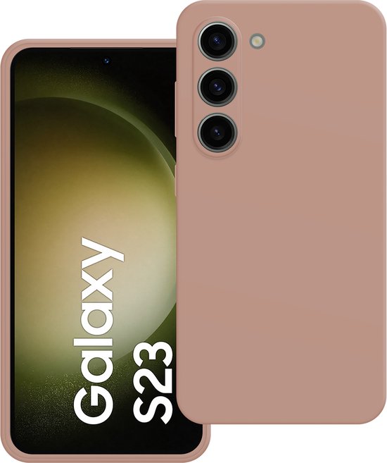 Roze telefoonhoesje op een Samsung Galaxy S23.