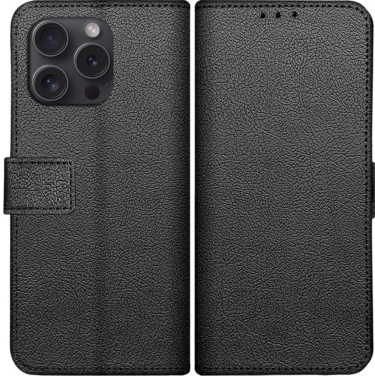 Cazy hoesje geschikt voor iPhone 15 Pro Hoesje met Pasjeshouder - Bookcase Classic - Zwart