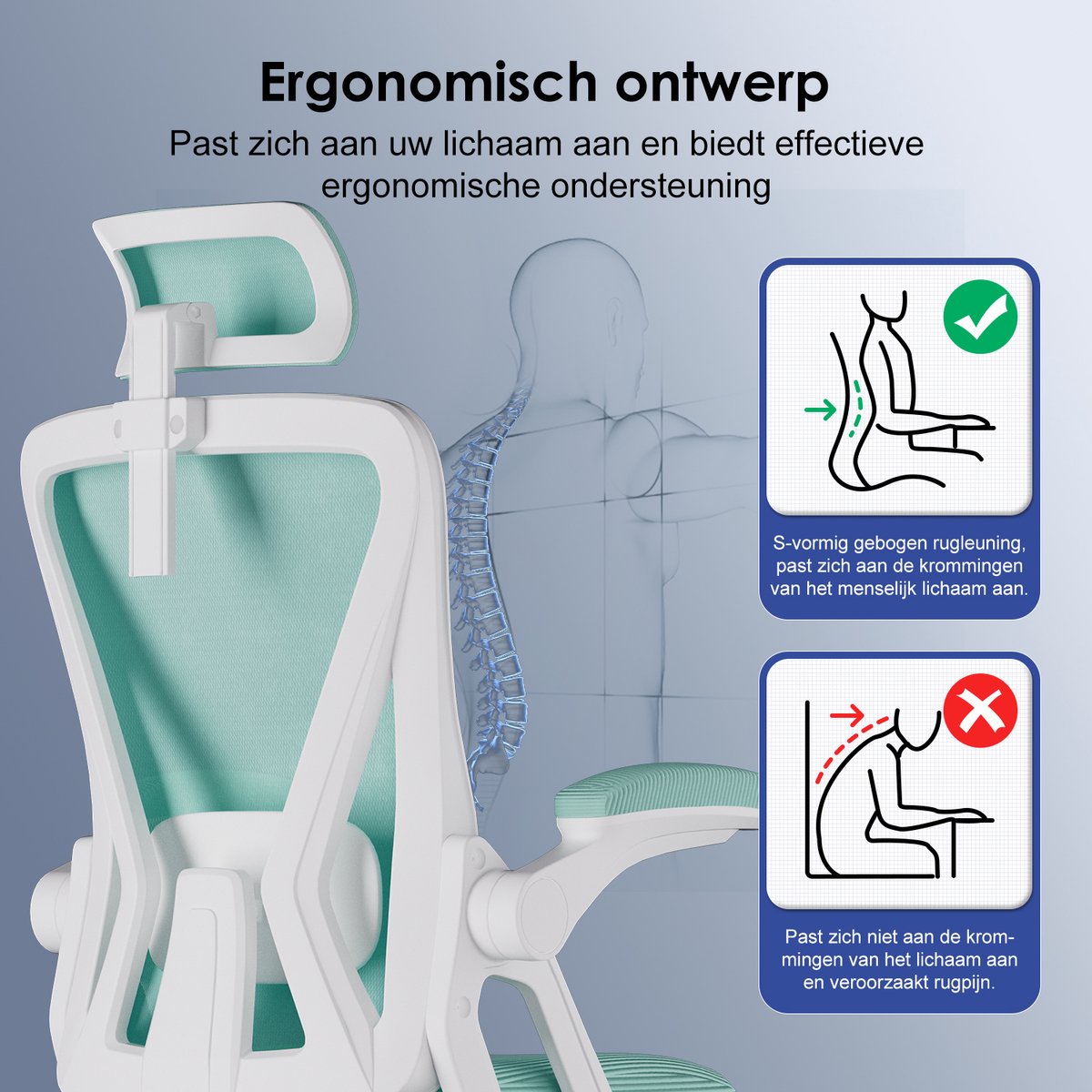 Hiaonyx Ergonomische Bureaustoel met - afbeelding 3