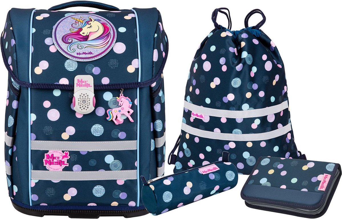 McNeill Schooltas Ergo Perfecto Schoolbag Set 5-delig Polly Donkerblauw