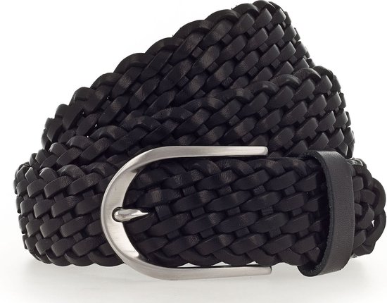 Vanzetti Cuir Ceinture Braided Women's Leather Belt W70 Black Noir