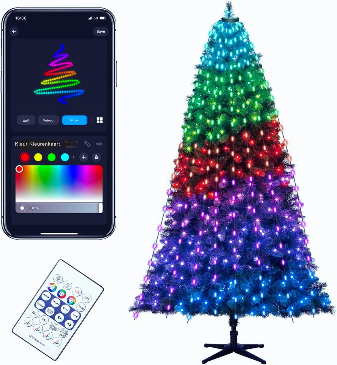 Smart LED Lichtketting Met Afstandsbediening - 2m x 8 Kleurrijke Kerstverlichting - Waterdicht Voor Binnen & Buiten - Ideaal voor Feest - Tuin - Boom En Kerstdecoratie
