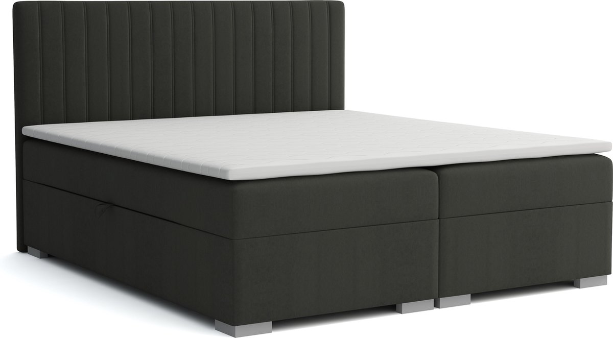 Meuba Home - Elysium Boxspring - Zwart - 160x200 - Stof - Met topper 8cm